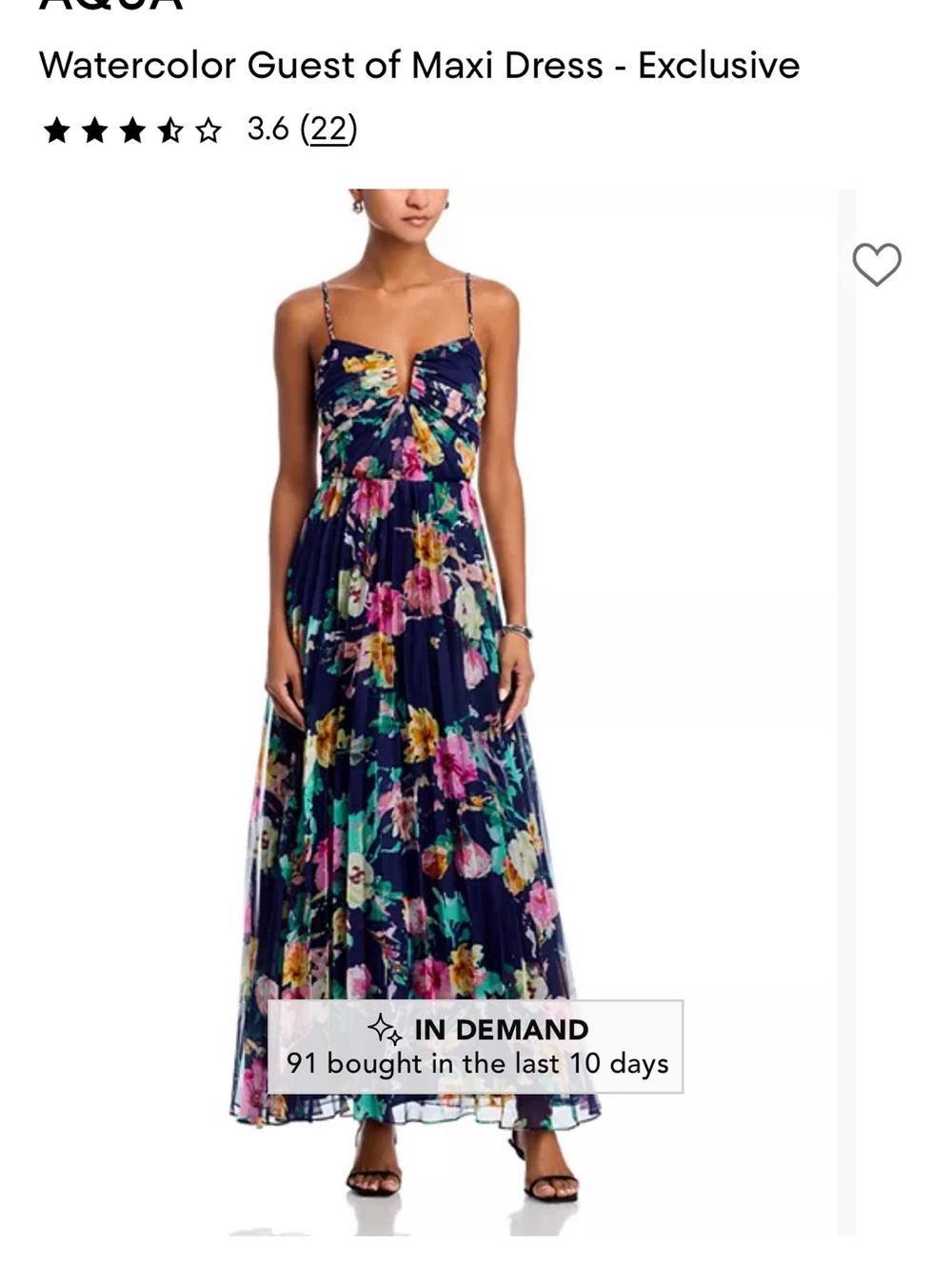 Aqua Navy Floral Watercolor Maxi Dress